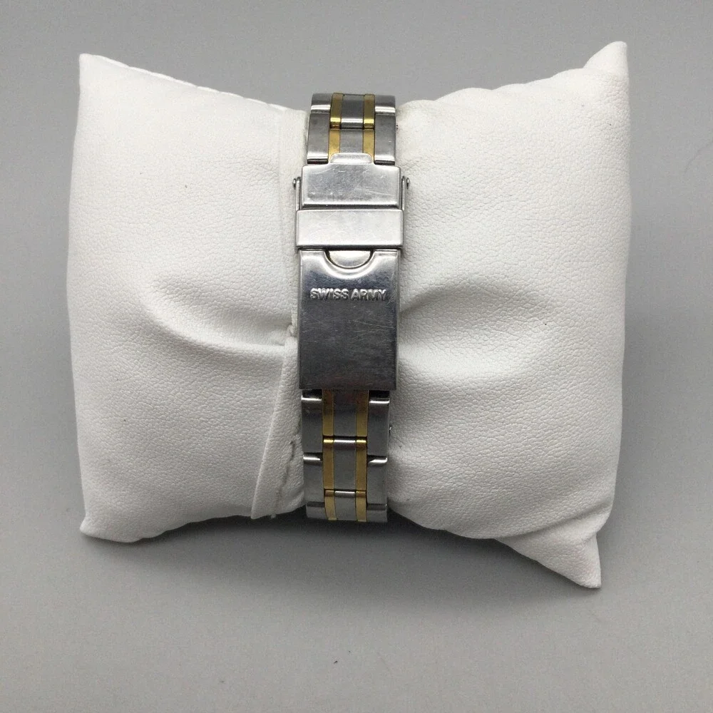 Swiss Army Womens Watch 28mm Gold Silver Tone Stainless Date New Battery 6.25